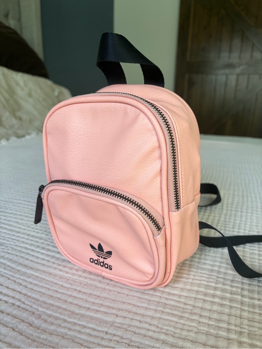 adidas Originals Pink/Blush Faux Leather Mini Backpack Trefoil